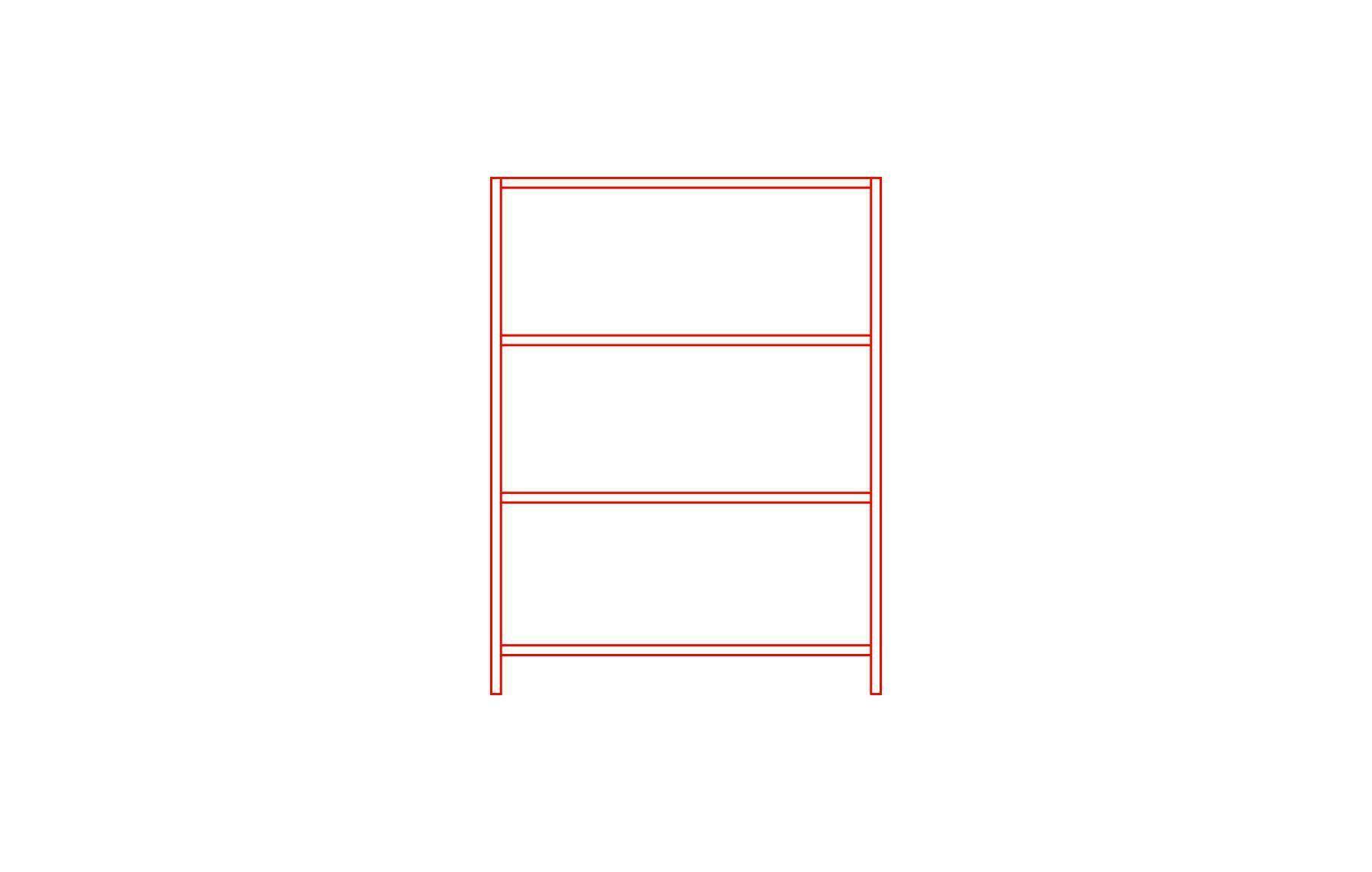 Dimensions of bookcase in mm