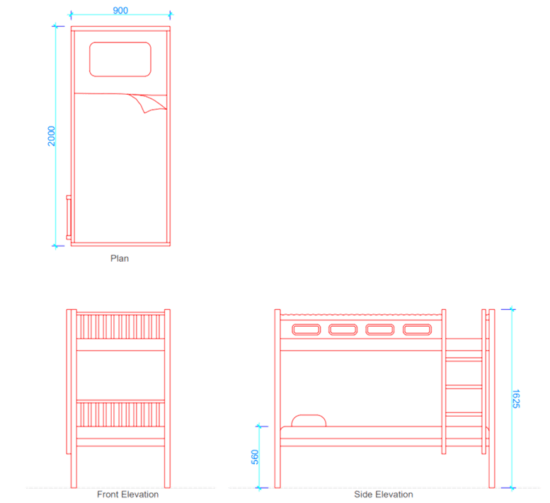 Bunk Bed (Dimensions & Free Dwg.) - layakarchitect