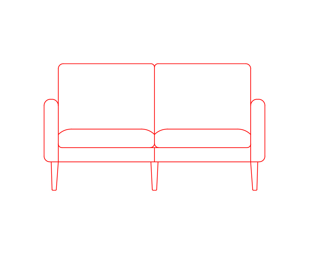 Nomad leather loveseat dimensions in mm