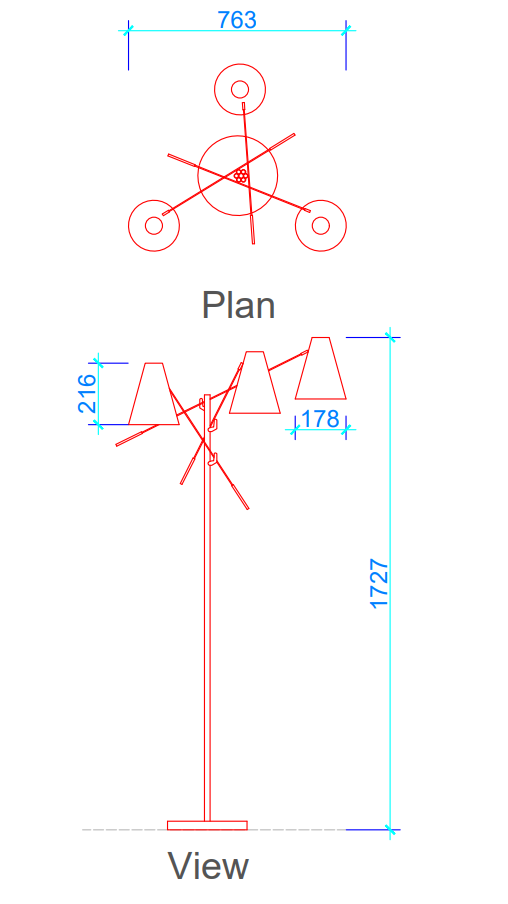 dimensions of tri arm floor lamp tri arm floor lamp dimensions