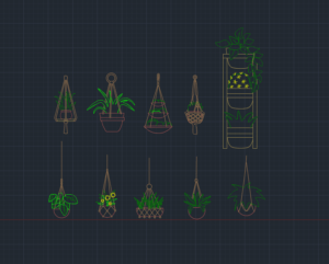 hanging pots cad blocks download