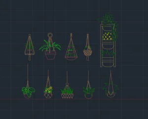 hanging pots cad blocks download