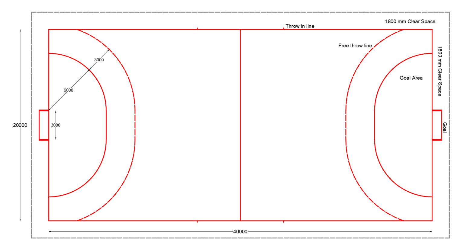 Handball Court (Standard dimensions & Free dwg.) - layakarchitect