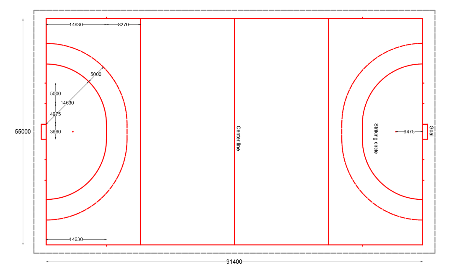 Field Hockey (Standard dimensions & Free dwg.) - layakarchitect