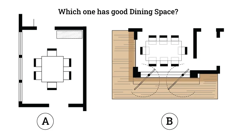 Which one has good dining space Good dining space layout