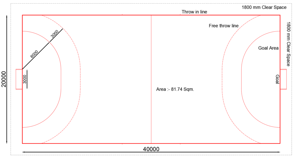 Handball Court Dimensions (Size & Free dwg.) layakarchitect