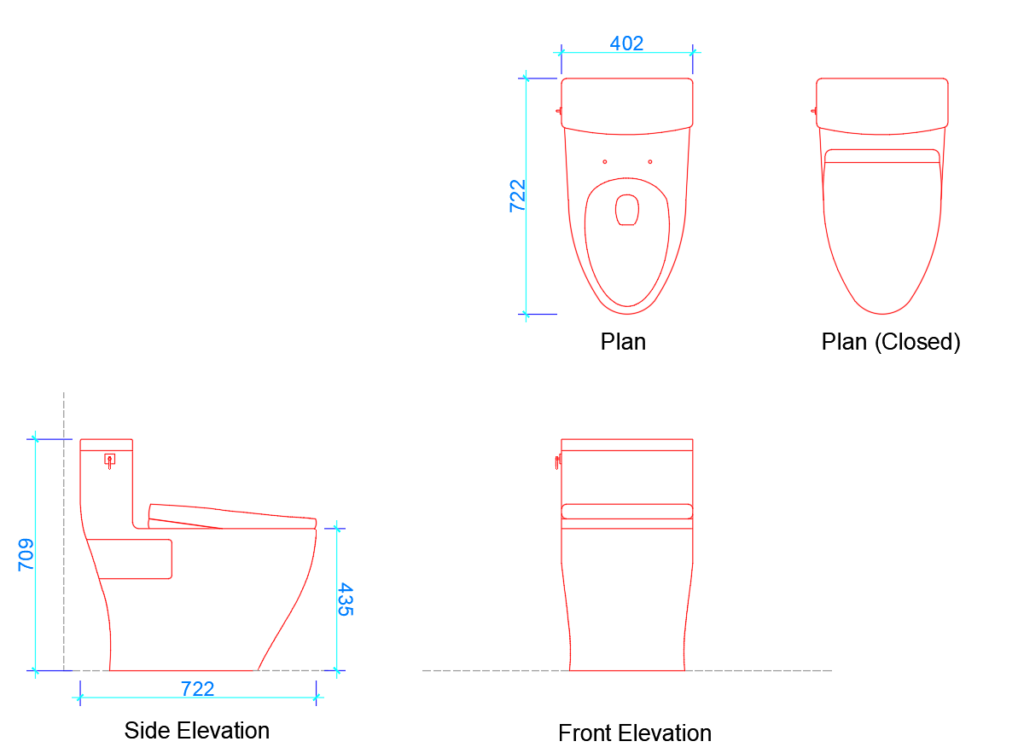 urinal dimensions plan view