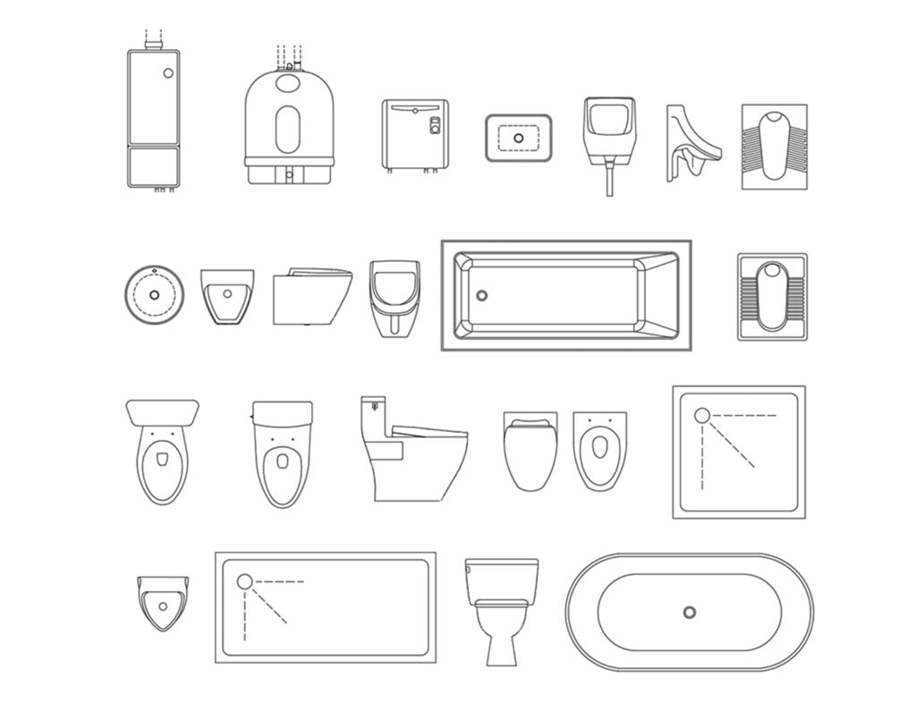 Toilet Fixtures CAD Blocks (Download Free Dwg.) Layak Architect