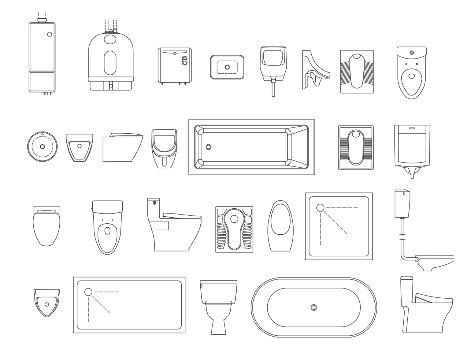 Toilet Fixtures CAD Blocks (Download Free Dwg.) - Layak Architect