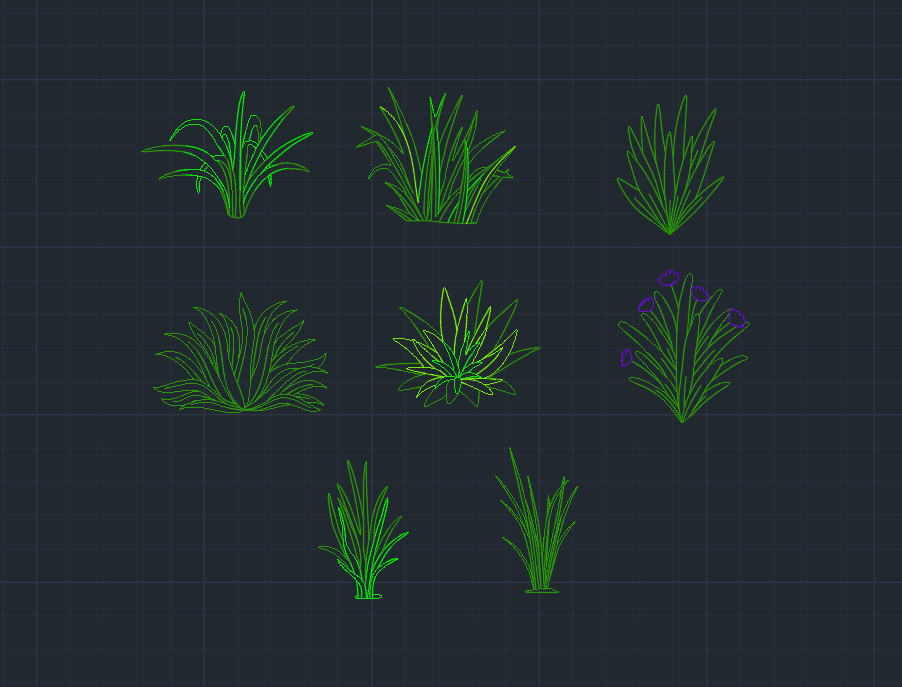 free bushes cad blocks