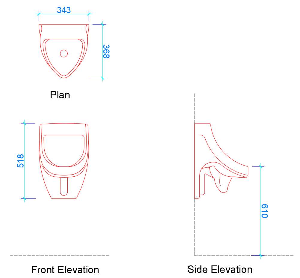 Urinal Dimensions Plan View