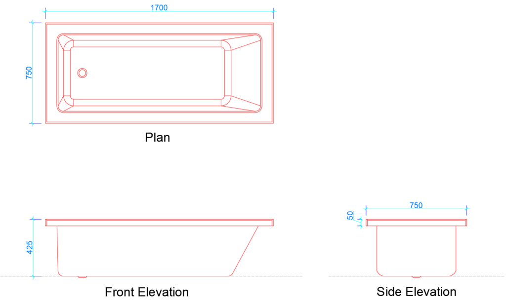 Builtin Bathtub Dimensions (Download Free Dwg) Layak Architect