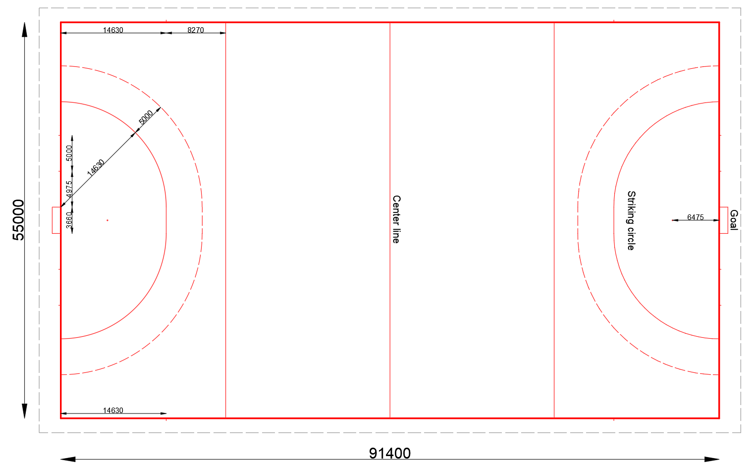 Field Hockey (Standard dimensions & Free dwg.) layakarchitect