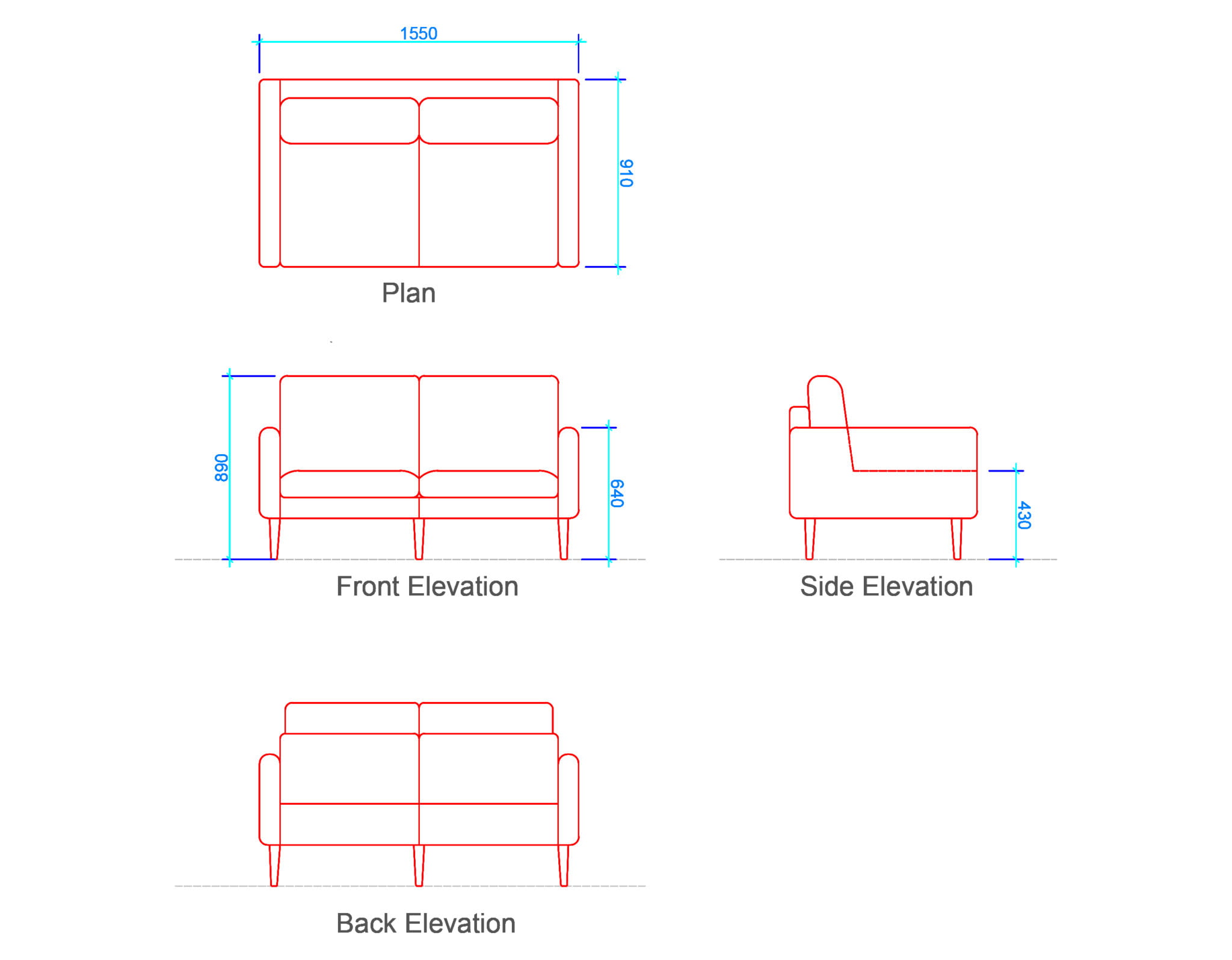 Loveseat Sofa (Dimensions & Free Dwg.) Layak Architect