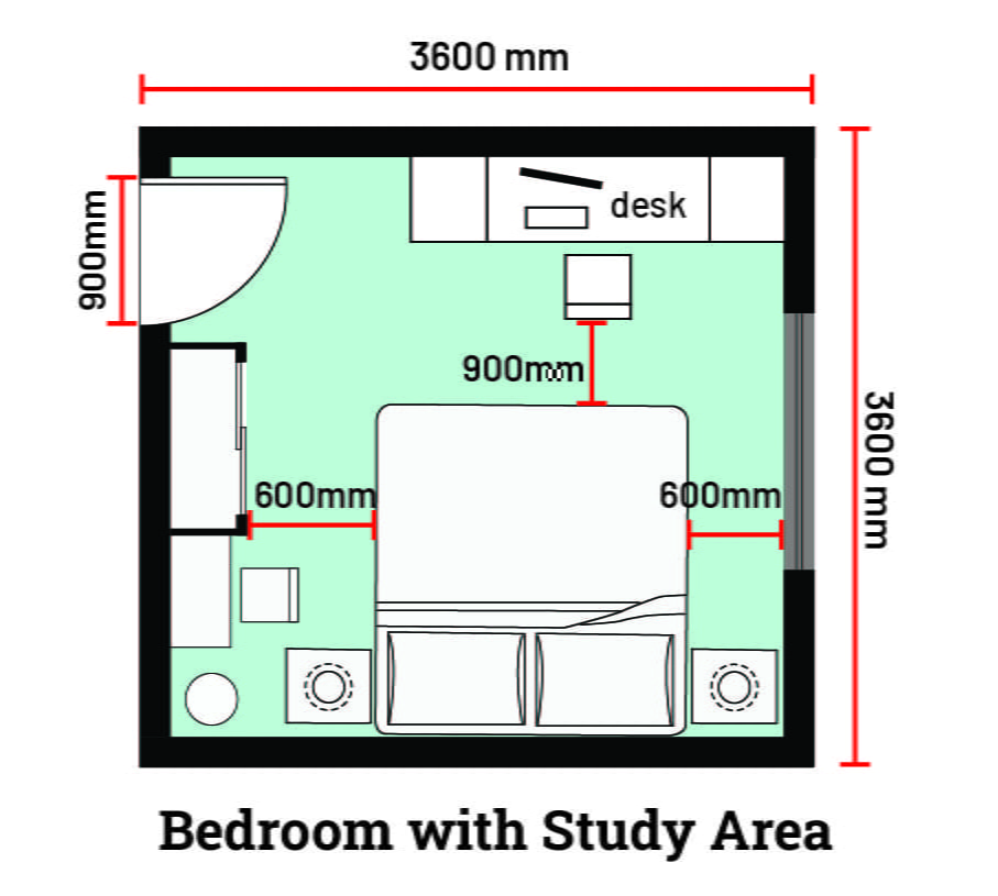 Study Room Dimensions (Design & Interior Guide, Standards etc.) - Layak ...