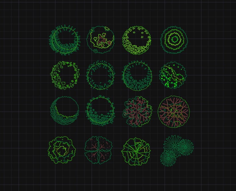 trees cad block free download