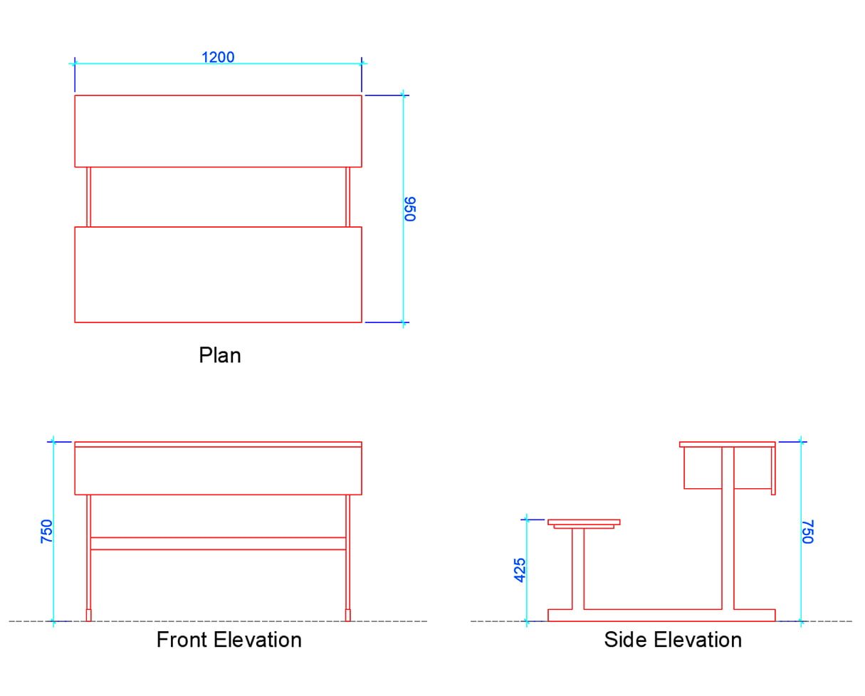 School Desk Dimensions (Download FREE Dwg.) - Layak Architect